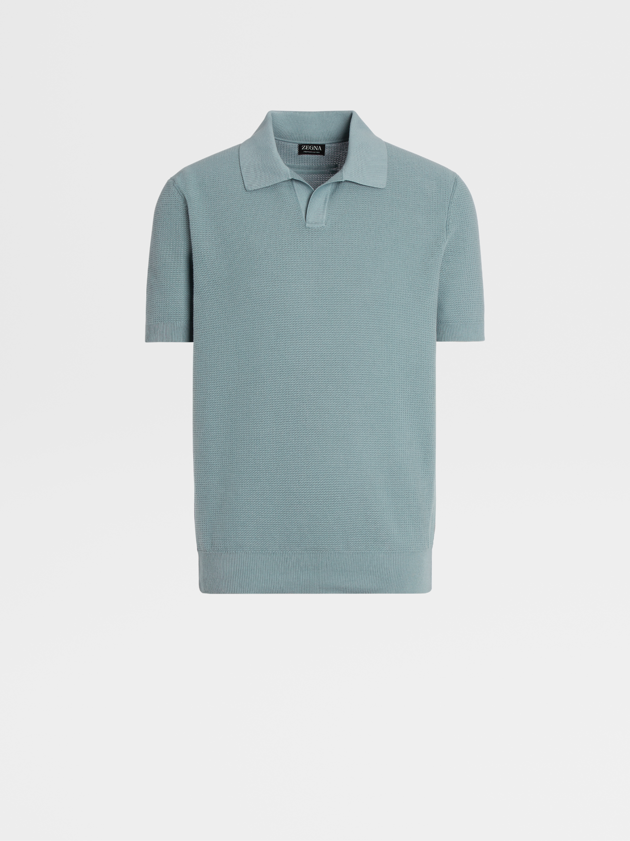 水绿色 Premium 棉质提花短袖针织 Polo 衫